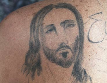 Jesus Portrait Tattoo before touchup